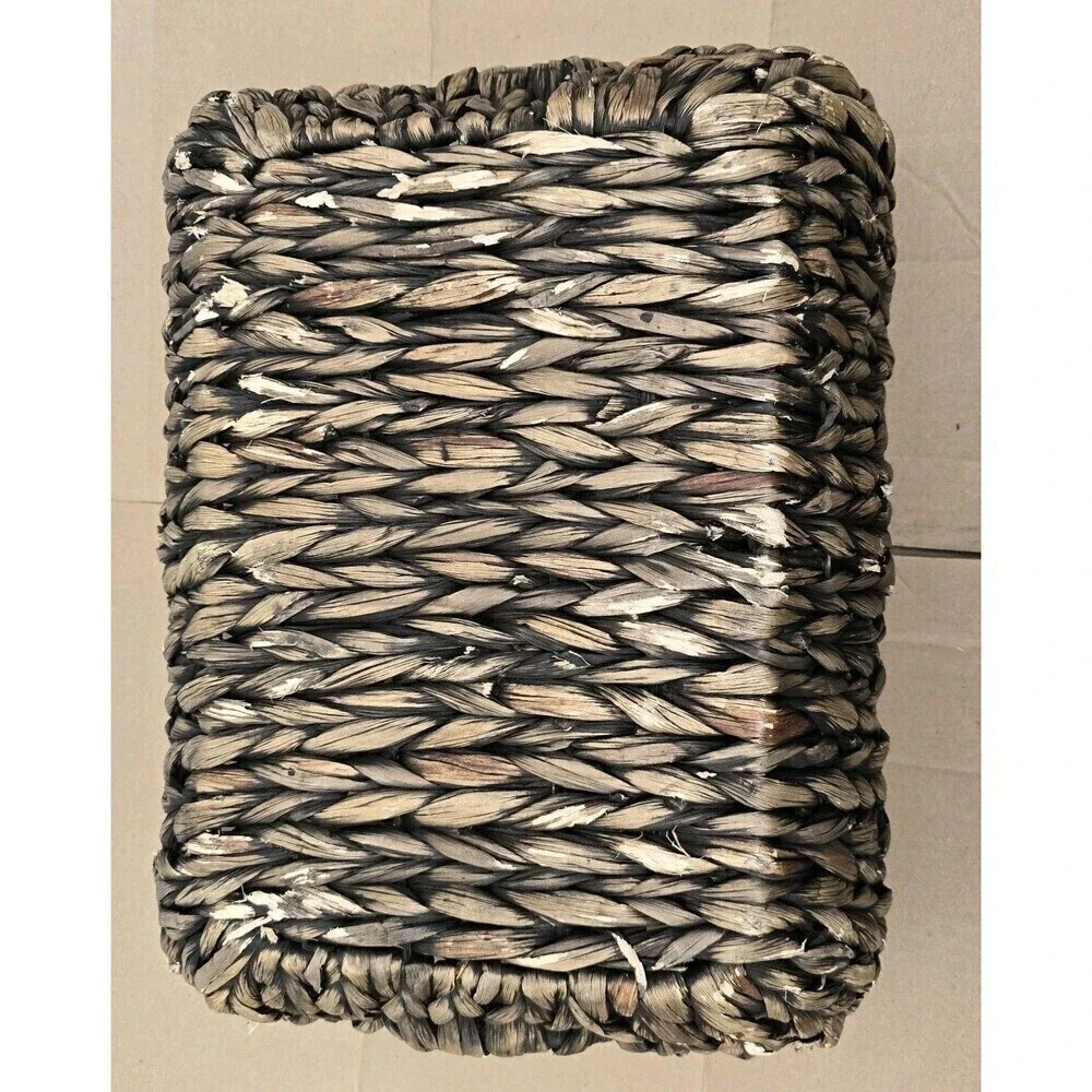 Straw 14 X 10.5 Wicker Basket/Serving Tray With Metal Handles